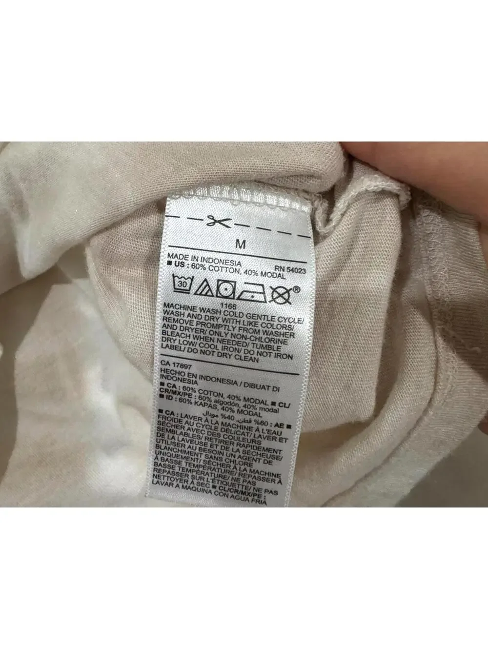 Old Navy Beige Tan Tie Dye Cropped Tee Shirt Casual Neutral Short Sleeve- Medium - Picture 5 of 7